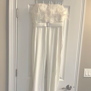 Feather Jumpsuit with Belt